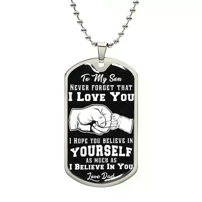 ShineOn Fulfillment Jewelry Military Chain (Silver) / No Believe In Yourself - Dog Tag Necklace