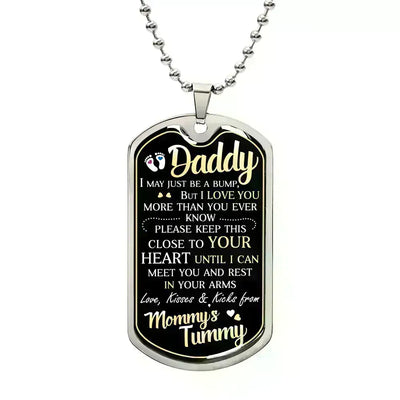 ShineOn Fulfillment Jewelry Military Chain (Silver) / No Dad To Be - Dog Tag Necklace