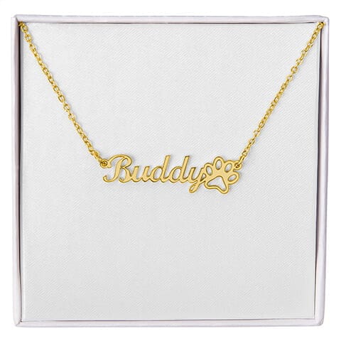Classic Paw Print Name Necklace