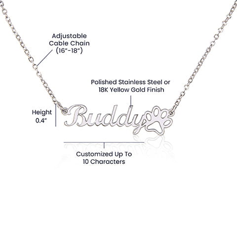 Classic Paw Print Name Necklace