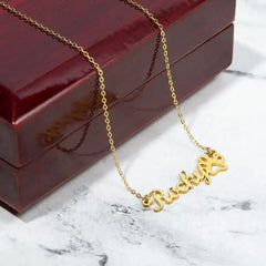 ShineOn Fulfillment Jewelry 18k Yellow Gold Finish / Luxury Box Classic Paw Print Name Necklace