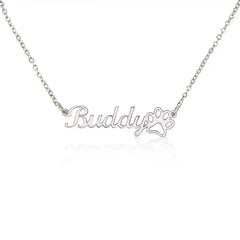 ShineOn Fulfillment Jewelry Classic Paw Print Name Necklace