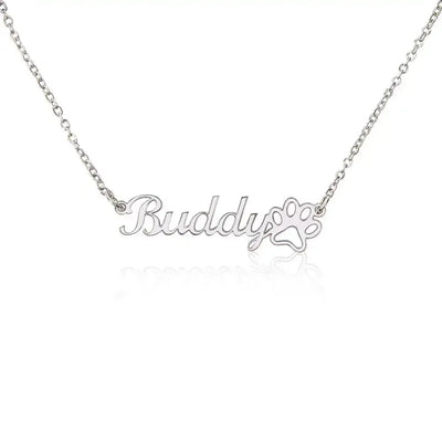 ShineOn Fulfillment Jewelry Classic Paw Print Name Necklace