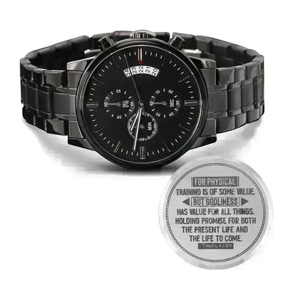 ShineOn Fulfillment Jewelry Godliness Has Value for All Things (1 Timothy 48) – Men's Watch