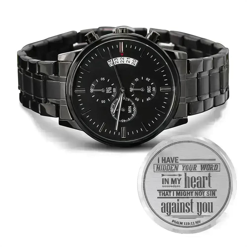 ShineOn Fulfillment Jewelry I Have Hidden Your Word (Psalm 11911) – Men's Watch