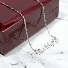 ShineOn Fulfillment Jewelry Polished Stainless Steel / Luxury Box Classic Paw Print Name Necklace