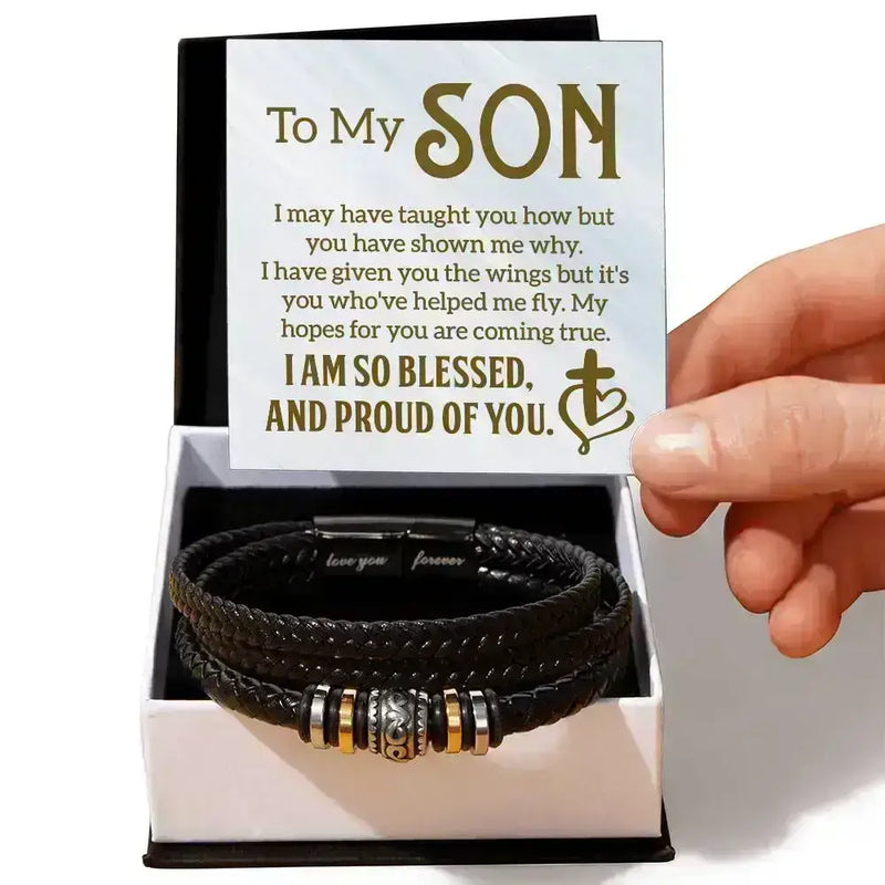 ShineOn Fulfillment Jewelry To My Son - Mens Leather Bracelet
